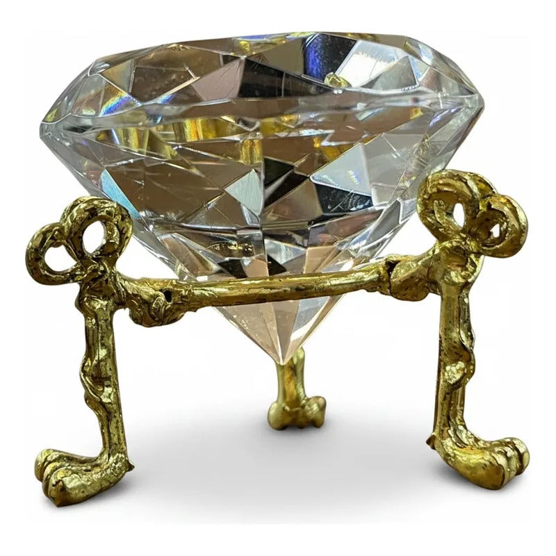 Diamante De Cristal Grande Con Base Dorada Vintage Transparente by HEREJE
