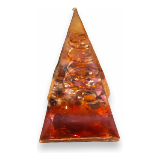 Orgonitpyramide 7 cm und rotes Harz