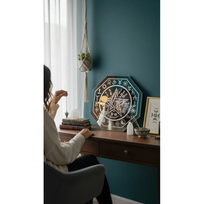 Espejo De 30 Cm Con Varios Grabados Artesanal A Elegir Tetrágramaton