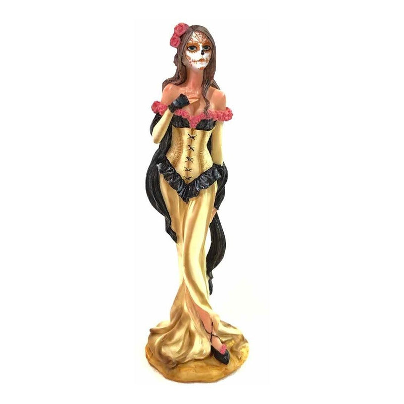 Hand Painted National Resin Catrina (beige) 25cm