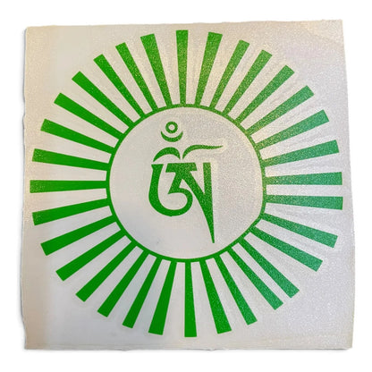 Estampa Om Hereje Verde Tibetano Sol Recorte