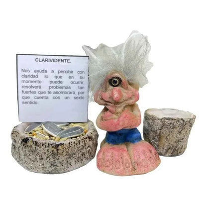Troll Mini + Comedero + Semillas + Tarjeta Varios Modelos Clarividente 6cm