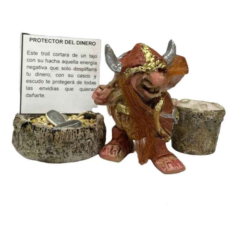 Troll Mini + Comedero + Semillas + Tarjeta Varios Modelos Protector Del Dinero 6cm