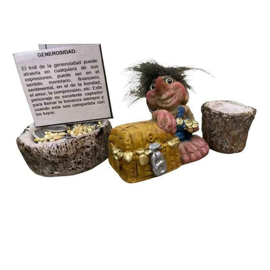 Troll Mini + Comedero + Semillas + Tarjeta Varios Modelos Generosidad 5.5cm