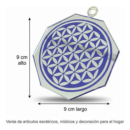 Espejo Octagonal Flor De La Vida 9cm Morado