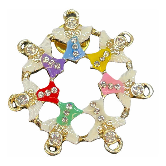 Circle of Angels Gold Plated with Crystal Brooch