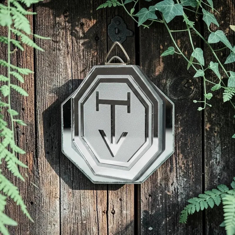 Espejo Octagonal, Grabado Con Símbolos Esotéricos De 5 Cm Protector Para Viajes by HEREJE