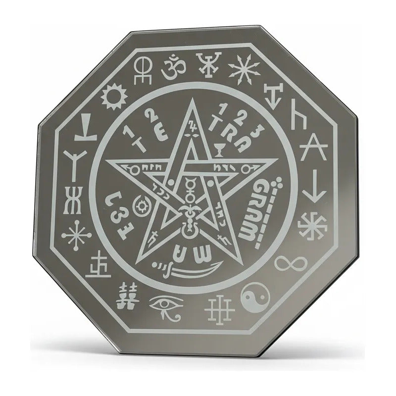 Espejo De 30 Cm Con Varios Grabados Artesanal A Elegir Tetrágramaton