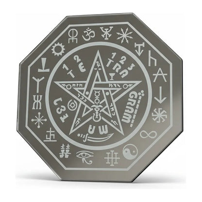 Espejo De 30 Cm Con Varios Grabados Artesanal A Elegir Tetrágramaton