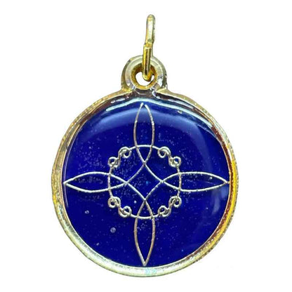 Nudo De Brujas Dije Encapsulado Con Los 7 Baño De Oro 25mm Azul Marino by HEREJE