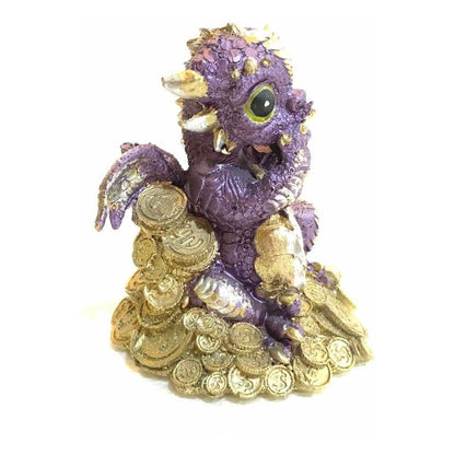 Dragón Tipo Bebe Resina 14.5 Cm Nacional Pintado A Mano.