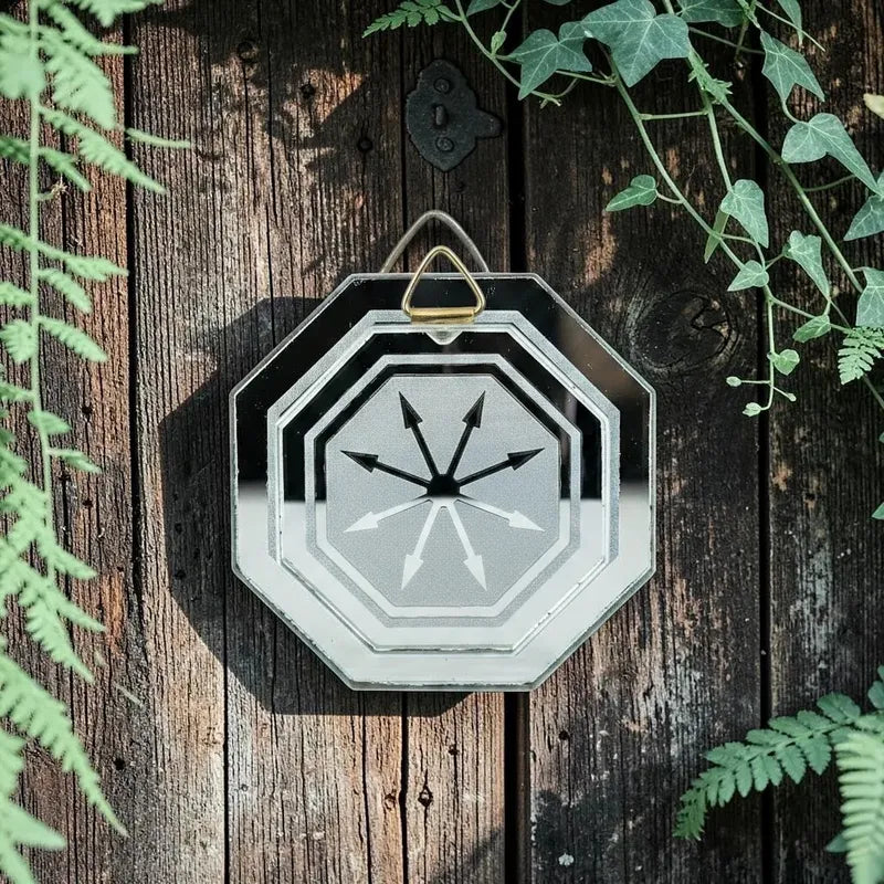 Espejo Octagonal, Grabado Con Símbolos Esotéricos De 5 Cm Disipador De Radiaciones by HEREJE