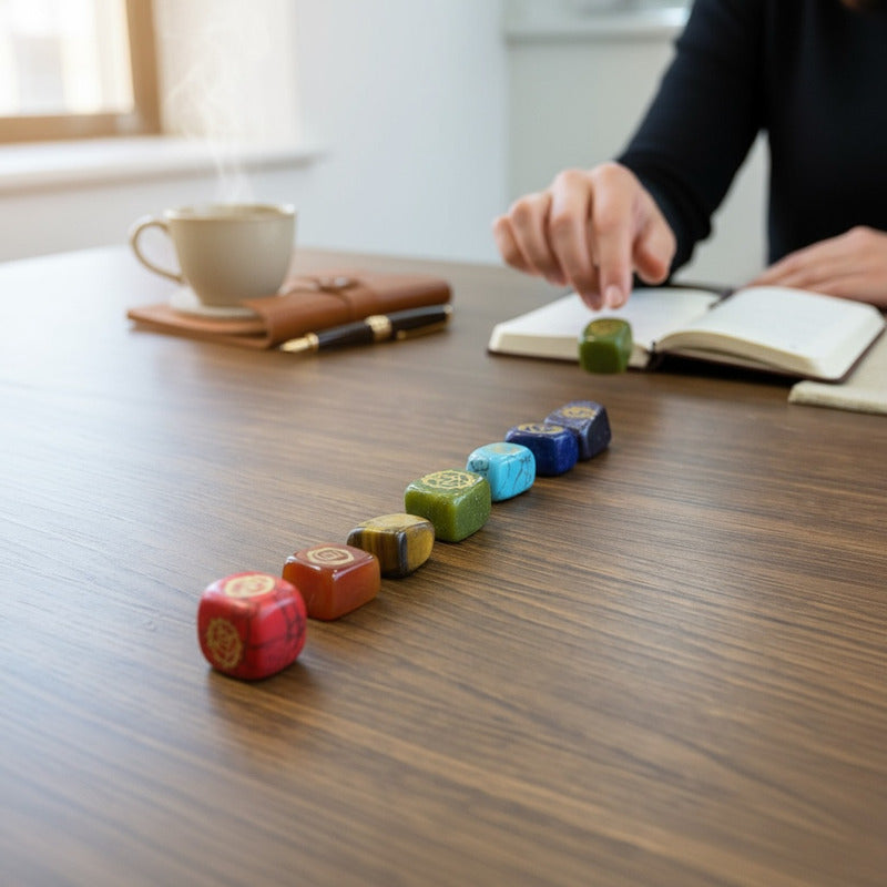 Piedras De Los 7 Chakras (chakras) Juego En Cuarzo Grabado