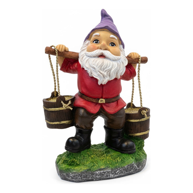 Gnomo Cubetas Figura De Resina De 20 Cm De Altura