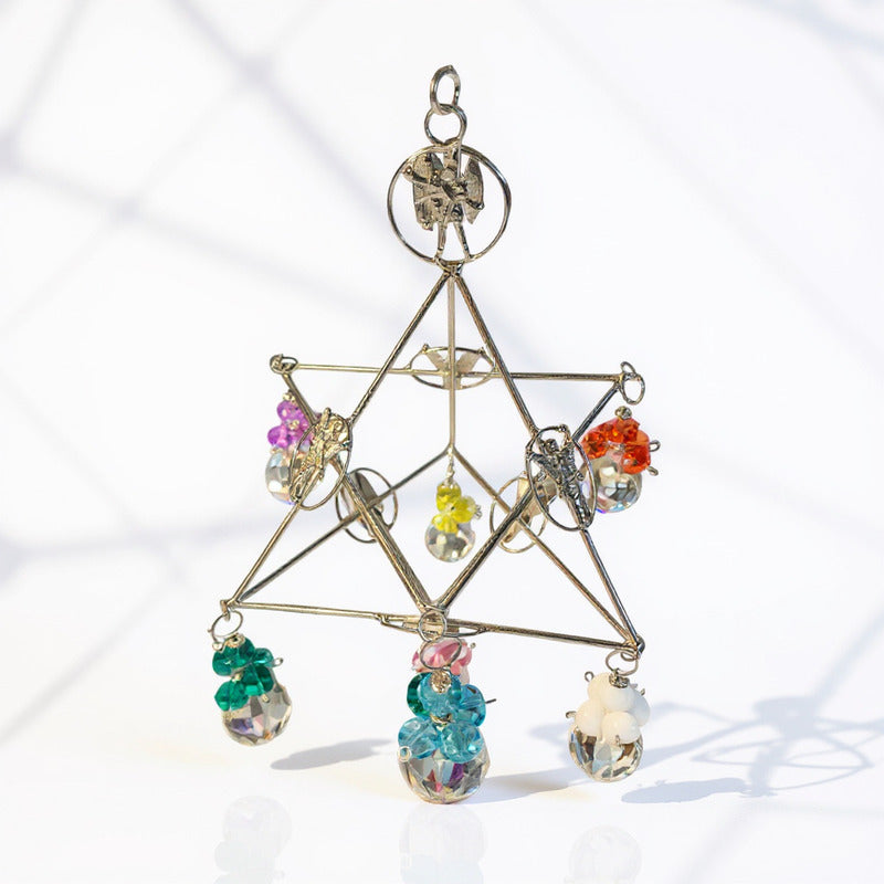 Merkabah De Metal Niquelado Hecho A Mano D 20 Cm De Alto Plateado Estrella