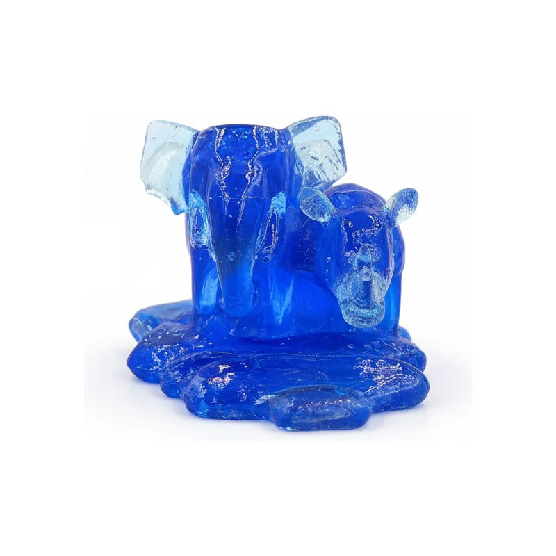 Elefante Y Rinoceronte Azul Figura De Resina 4.5 Cm De Alto Azul