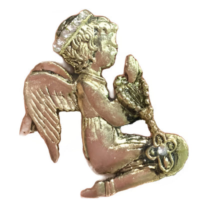 Angel Rezando Prendedor Baño De Oro