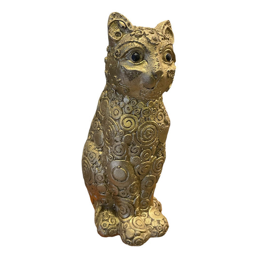 Golden Chinese Cat 17 Cm Resin Figure