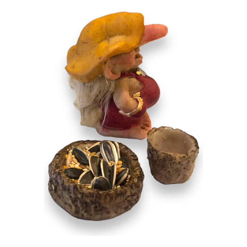 Troll Trabajo + Comedero 9 Cm Figura  En Resina Nacional