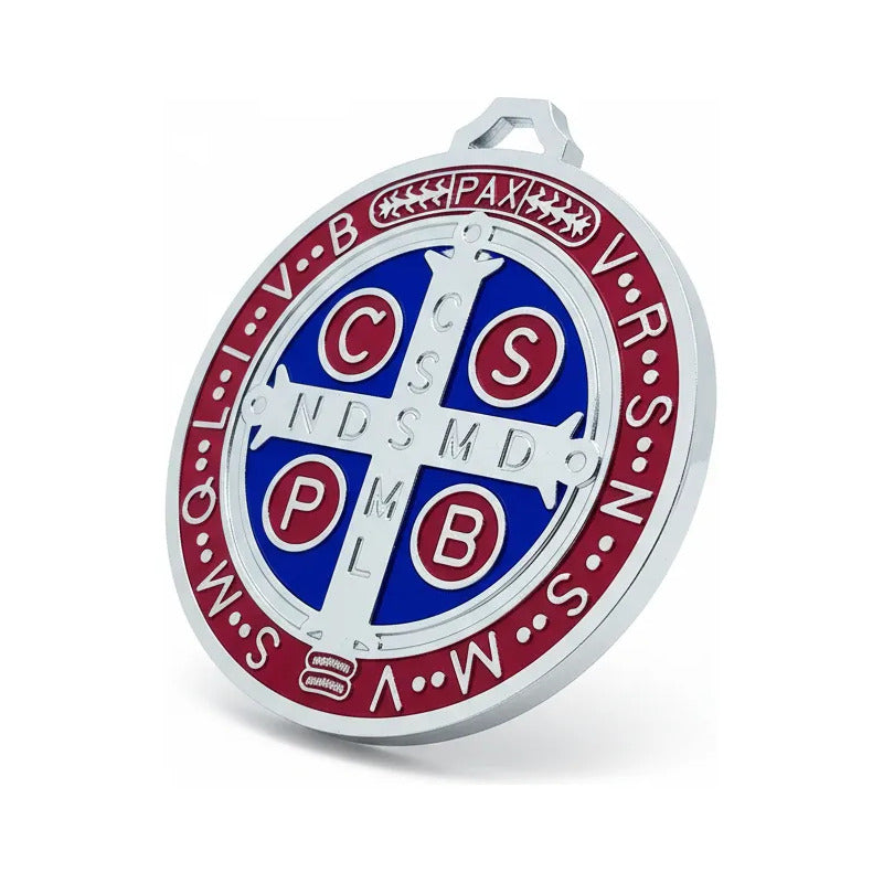 Medalla San Benito 13 Cm Altura Rojo O Azul 12 Cm Diametro Rojo