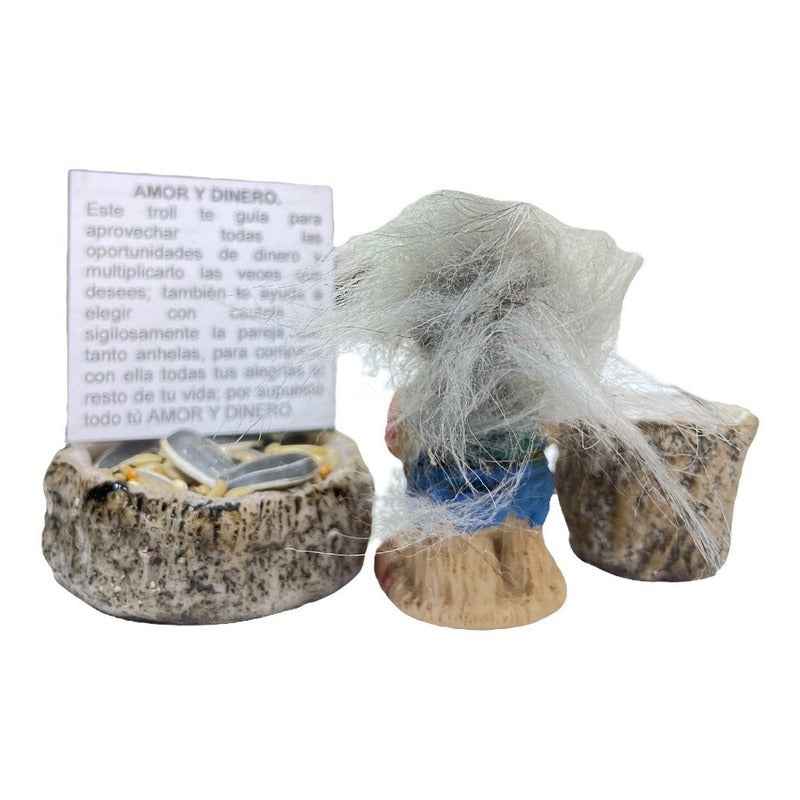 Troll Mini + Comedero + Semillas + Tarjeta Varios Modelos Amor Y Dinero 6cm
