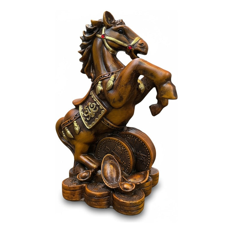 Caballo Año Chino Estatua De Resina 18x13x8.5 Cm