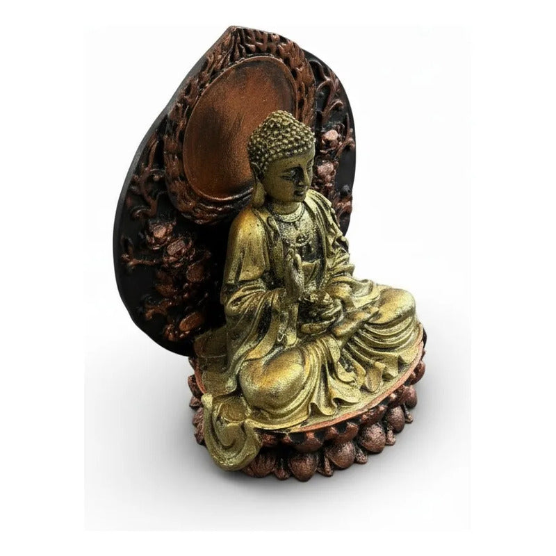 Buda Con Círculo 12 Cm Figura De Resina Dorado by HEREJE