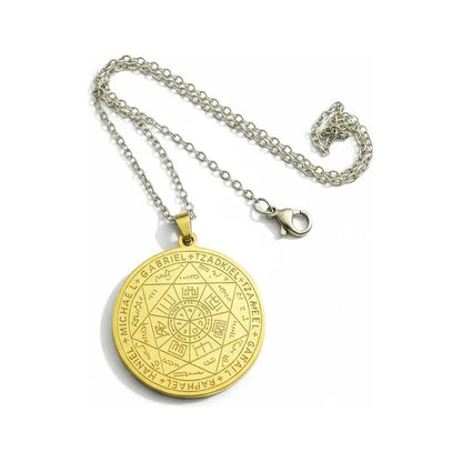 Collar Sello 7 Arcángeles Amuleto Protección Dorado Dorado by HEREJE