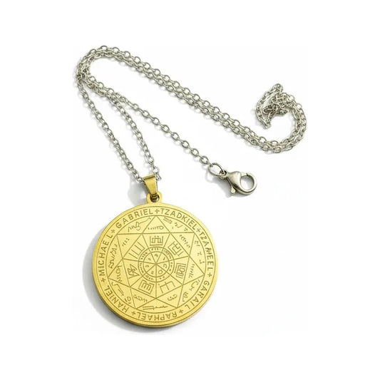 Collar Sello 7 Arcángeles Amuleto Protección Dorado Dorado