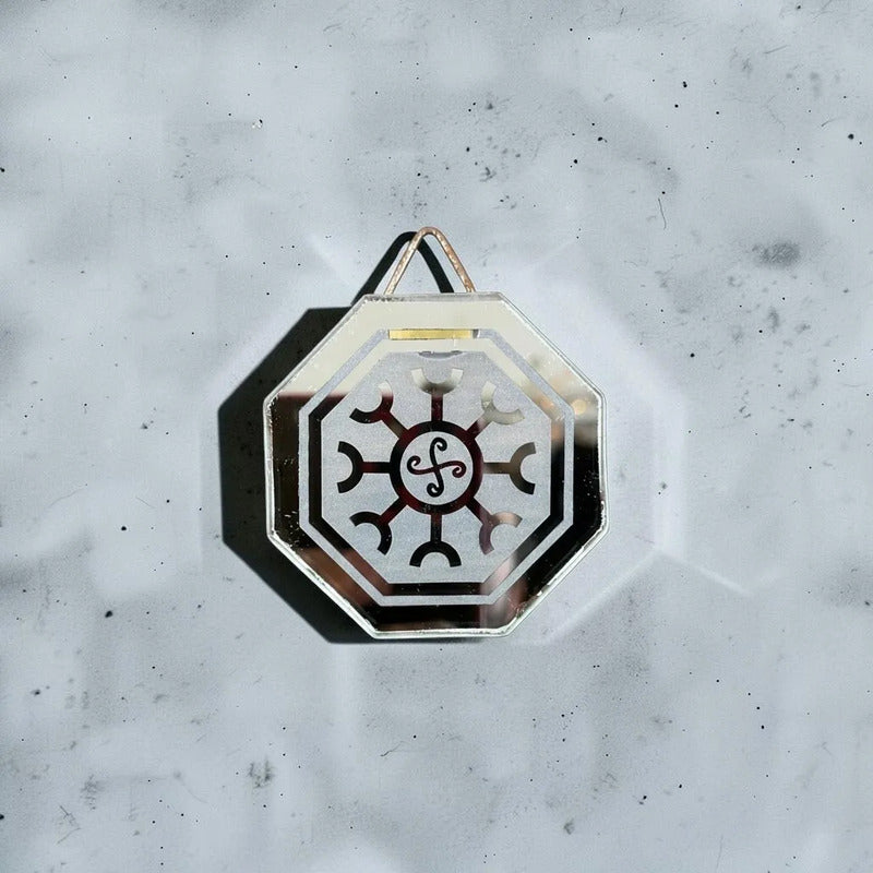 Espejo Octagonal, Grabado Con Símbolos Esotéricos De 5 Cm Curativo Y Regenerativo by HEREJE