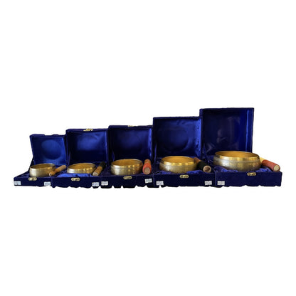 Cuenco Tibetano Lety Juego 5 Caja Dorado 7 Metales.