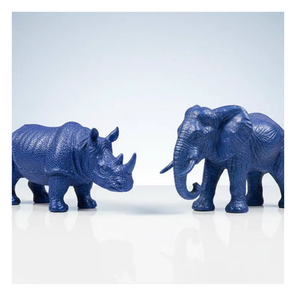 Kit Feng Shui: Figura Rinoceronte Azul 7.5cm + Figura Elefante Azul 8.6cm by HEREJE