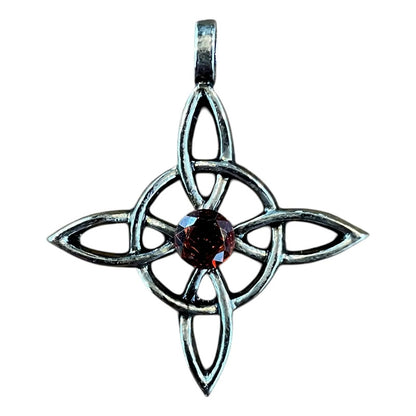 Dije Nudo De Bruja Celta Con Cristal Rojo 4 Cm Piedra Granate by HEREJE