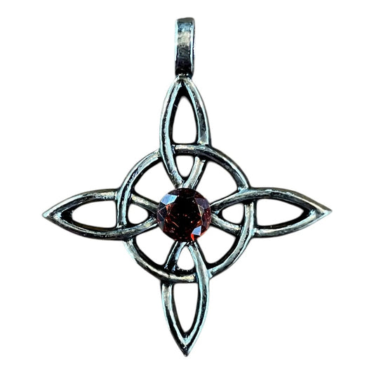 Dije Nudo De Bruja Celta Con Cristal Rojo 4 Cm Piedra Granate