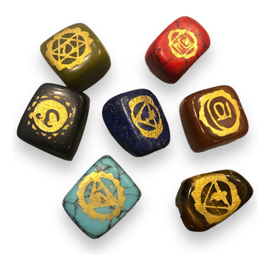 Engraved 7 Chakra Quartz Runes