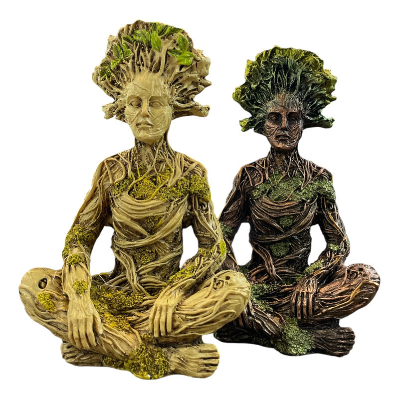 Figura Decorativa Dios De La Naturaleza Meditación Verde Claro by HEREJE