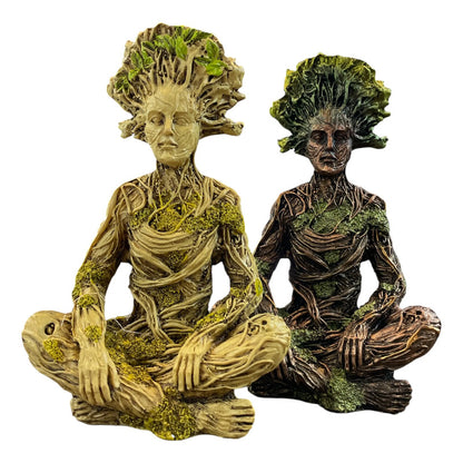 Figura Decorativa Dios De La Naturaleza Meditación Verde Claro by HEREJE