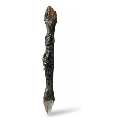 Varita Mágica Esotérica Con Cuarzo De 25cm Chocolate