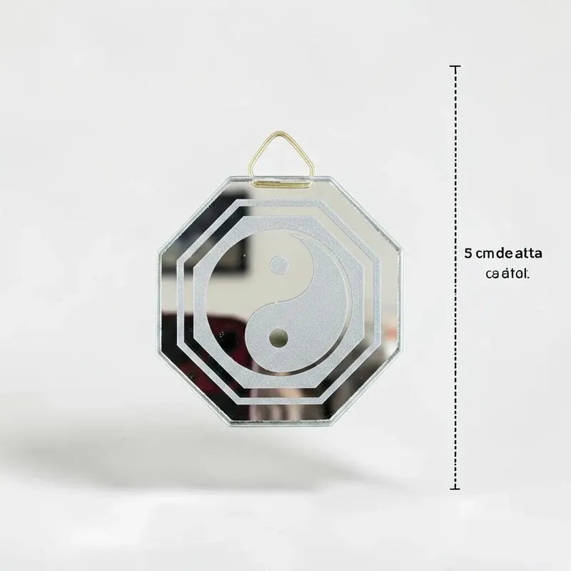 Espejo Octagonal, Grabado Con Símbolos Esotéricos De 5 Cm Yin Yan by HEREJE