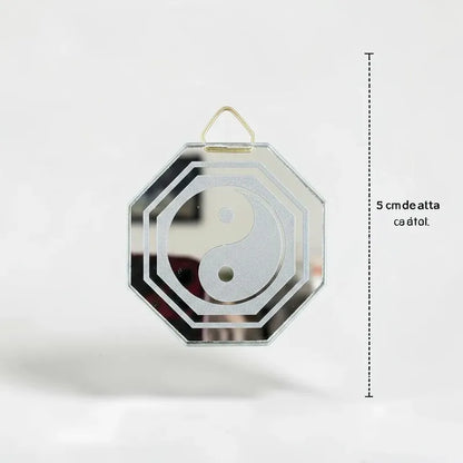 Espejo Octagonal, Grabado Con Símbolos Esotéricos De 5 Cm Yin Yan by HEREJE