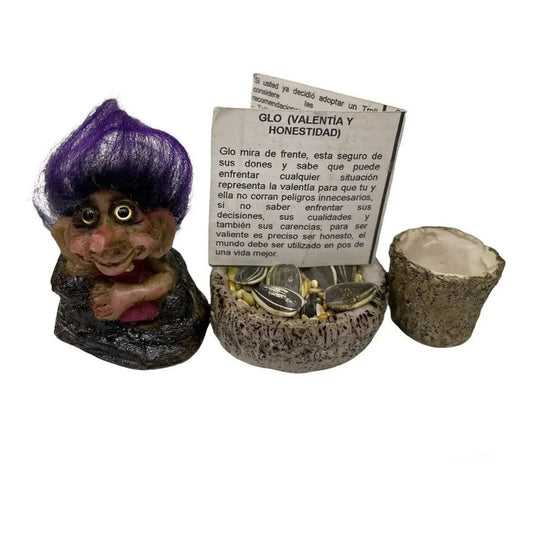 Troll Mini + Comedero + Semillas + Tarjeta Varios Modelos Glow Honestidad Y Valentia 5.2cm by HEREJE