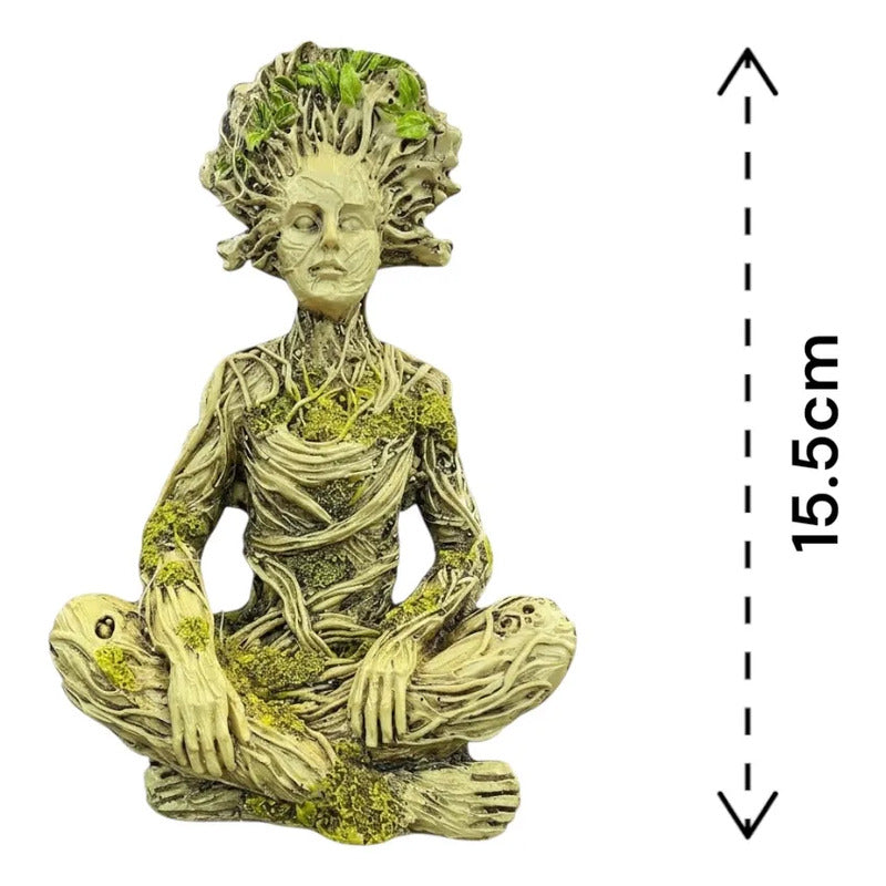 Figura Decorativa Dios De La Naturaleza Meditación Verde Claro by HEREJE