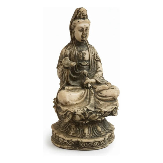 Figura Decorativa Guan Yin Resina 10 Cm Hueso