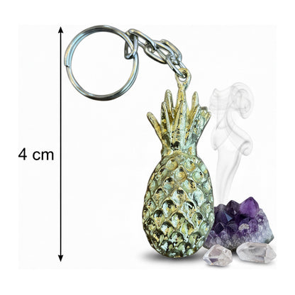 Piña Dorada Llavero De Metal Para El Feng Shui De 4 Cm Alto Dorado