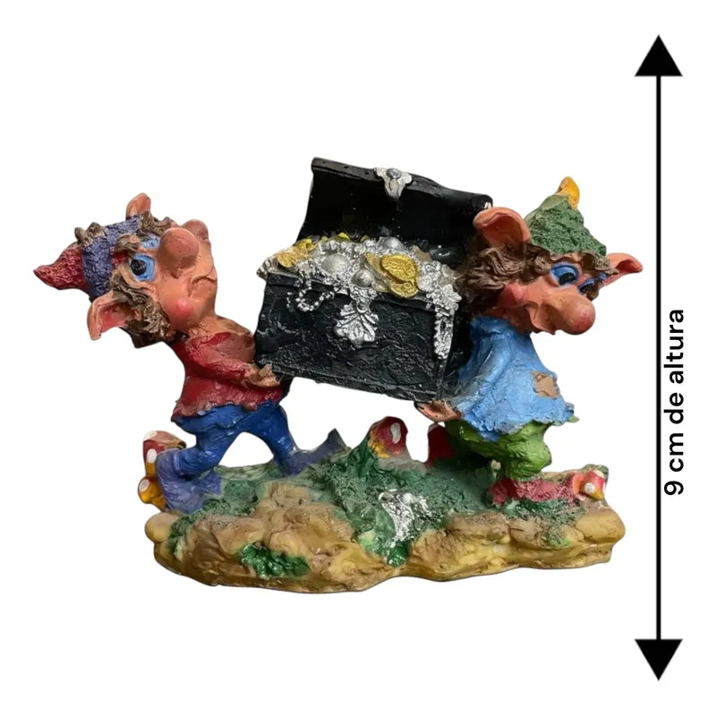 Figura Duendes Con Cofre Del Tesoro De La Abundancia Rojo by HEREJE