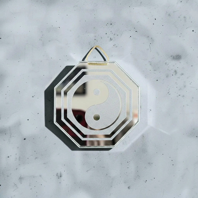 Espejo Octagonal, Grabado Con Símbolos Esotéricos De 5 Cm Yin Yan by HEREJE