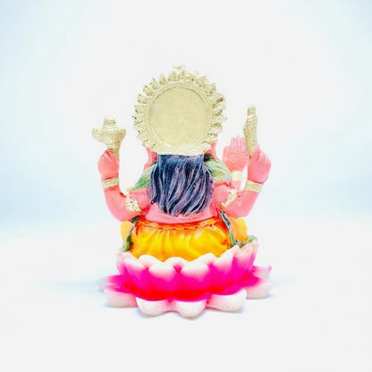 Ganesh Flor De Loto Figura En Resina Nacional