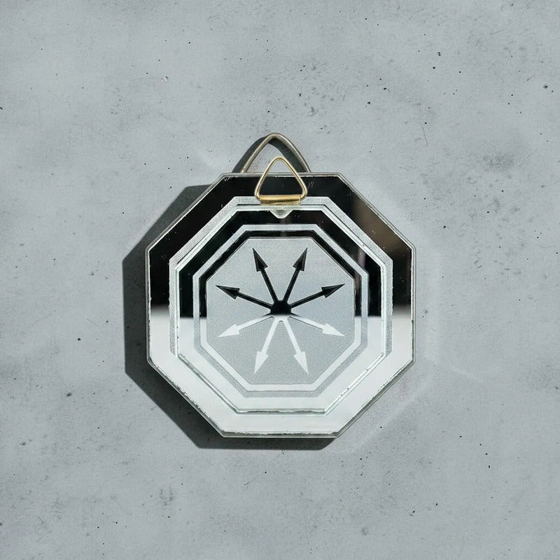 Espejo Octagonal, Grabado Con Símbolos Esotéricos De 5 Cm Disipador De Radiaciones by HEREJE