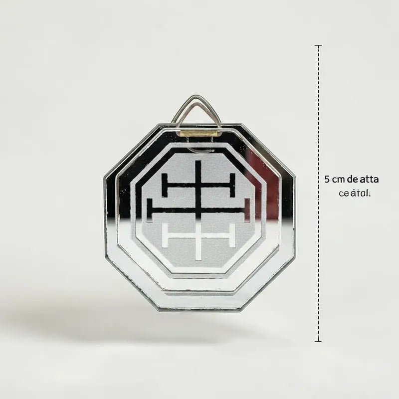 Espejo Octagonal, Grabado Con Símbolos Esotéricos De 5 Cm Protector De Fantasmas Y Fantasias by HEREJE