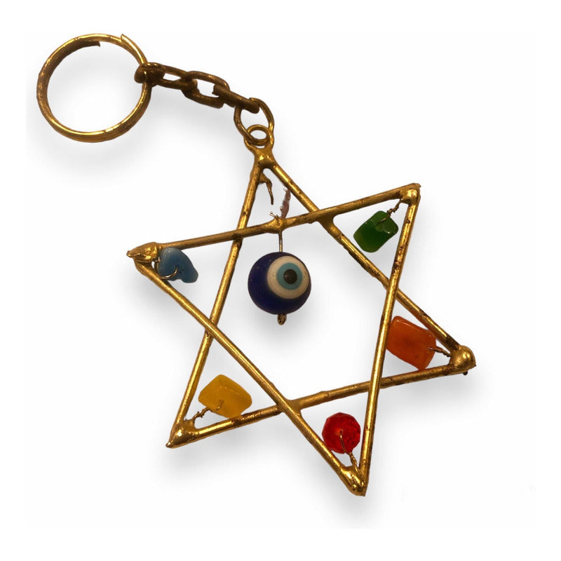Star of David Keychain with Quartz